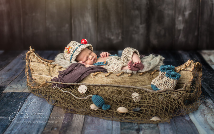 Newborn Canoe Fishing Portrait