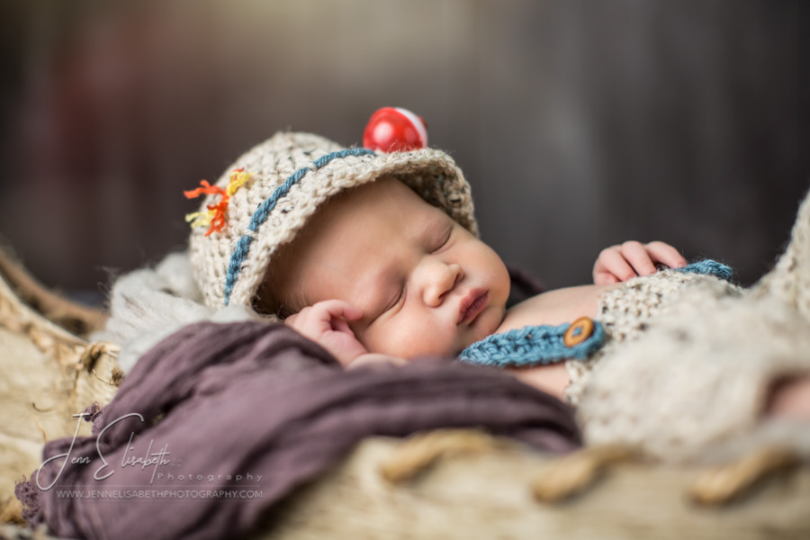 Newborn Canoe Fishing Hat Portrait