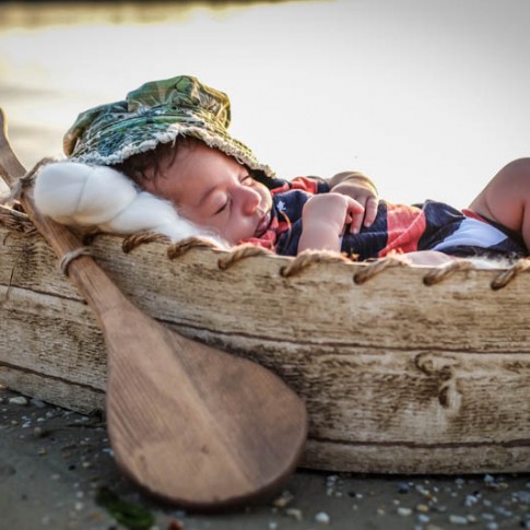 Newborn in canoe